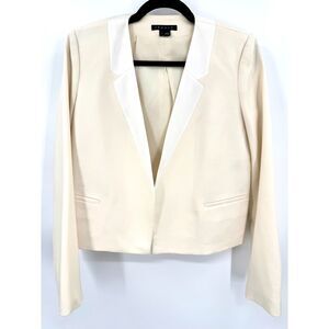 THEORY Cream Nabiel C Modern Virgin Wool Satin Lapel Buttonless Blazer Size 6